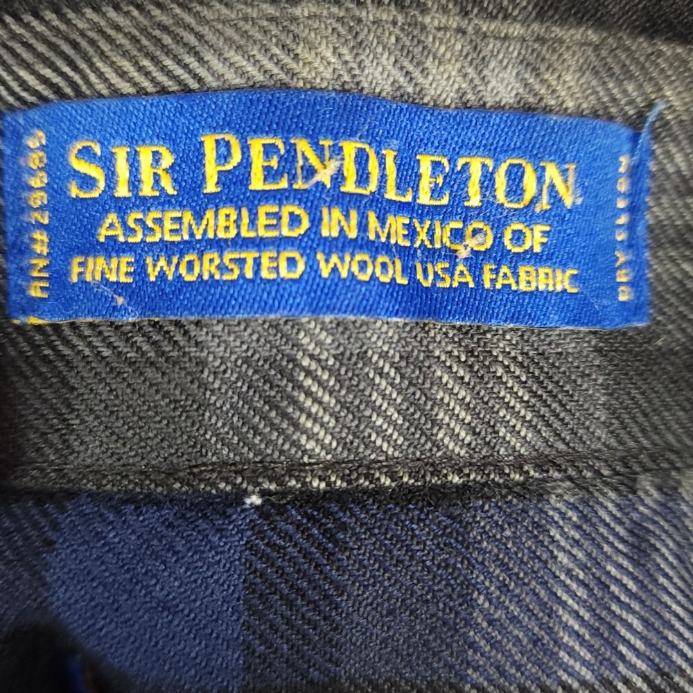 Pendleton Sir Pendleton Plaid‎ Button Down Shirt Men's Large Wool Blue Gray - Picture 8 of 10